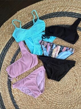 Salt + Cove Bikini Mix in Aqua, Black & Lavender